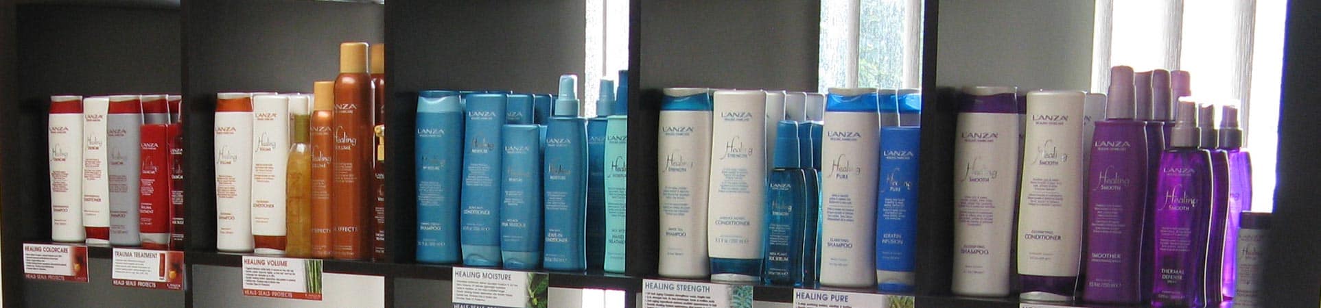Hair care products on shelf